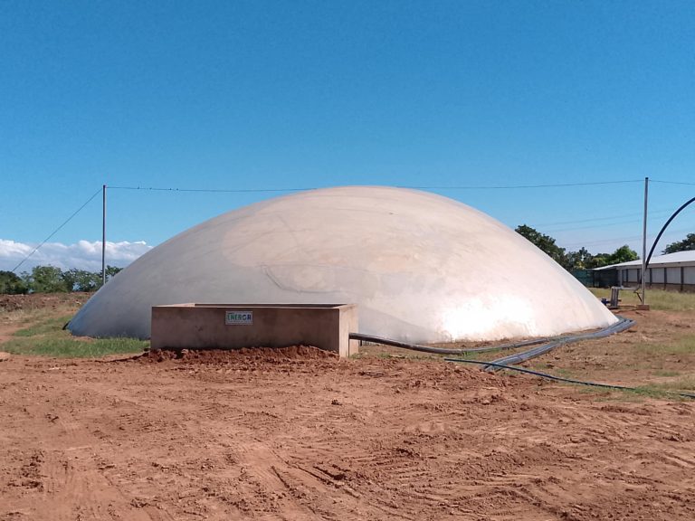 This image features the Energa biogas processor, a key component in converting poultry waste into renewable energy at a partner farm in the Philippines. The system helps reduce carbon emissions, manage waste sustainably, and lower operational energy costs.